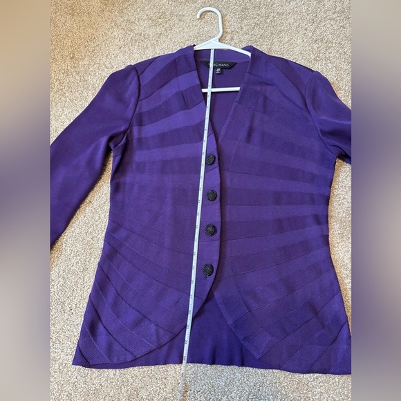 MING WANG Women's Cardigan Sweater Purple Size XS - Picture 3 of 10